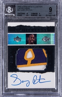 2003-04 UD "Exquisite Collection" Limited Logos #GP Gary Payton Signed Patch Card (#01/75) - BGS MINT 9/BGS 10